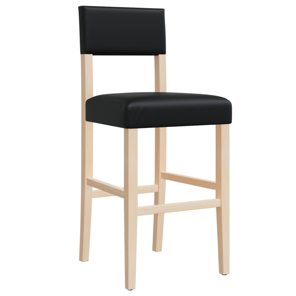 Bar Chairs 2 pcs Solid Wood Rubber and Faux Leather