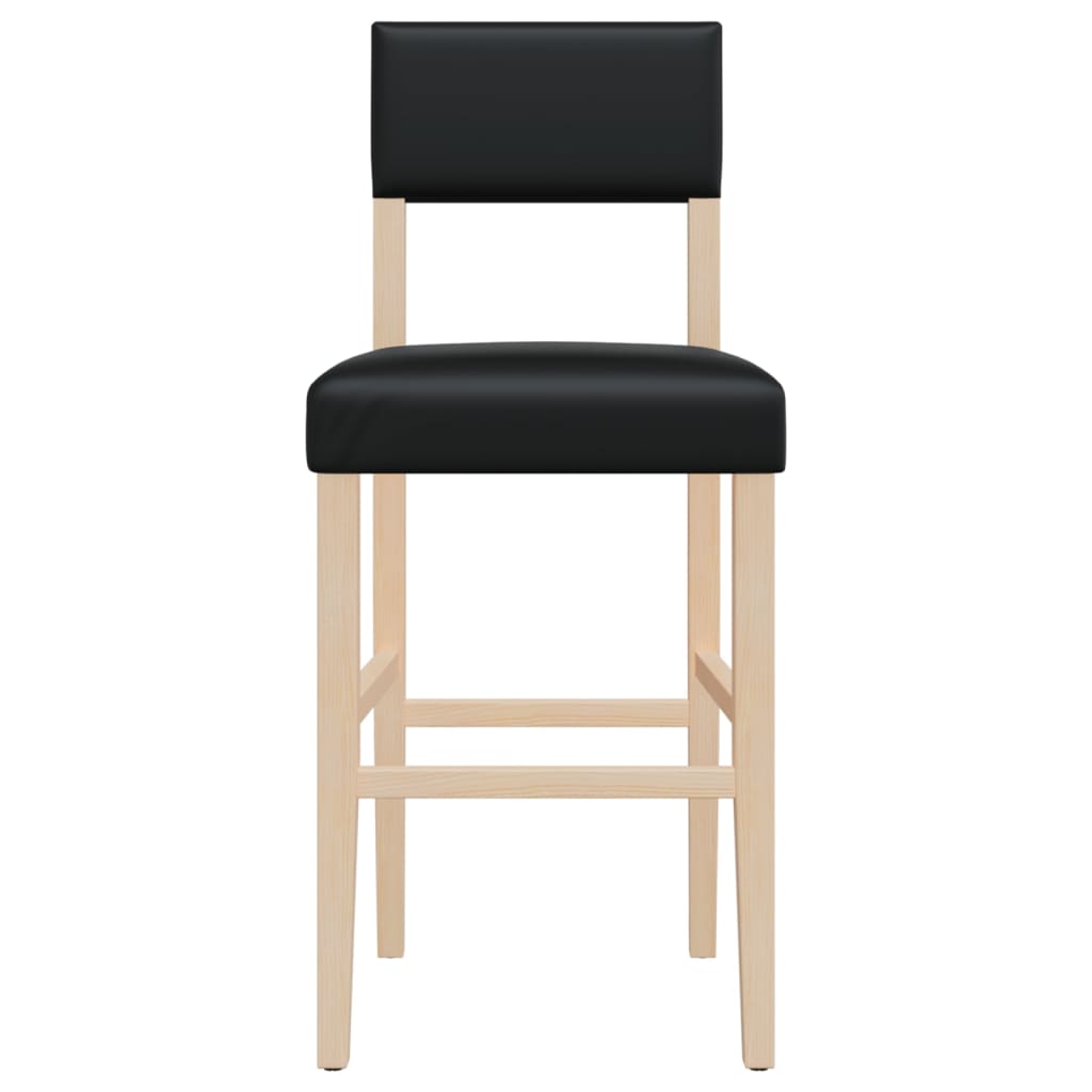 Bar Chairs 2 pcs Solid Wood Rubber and Faux Leather