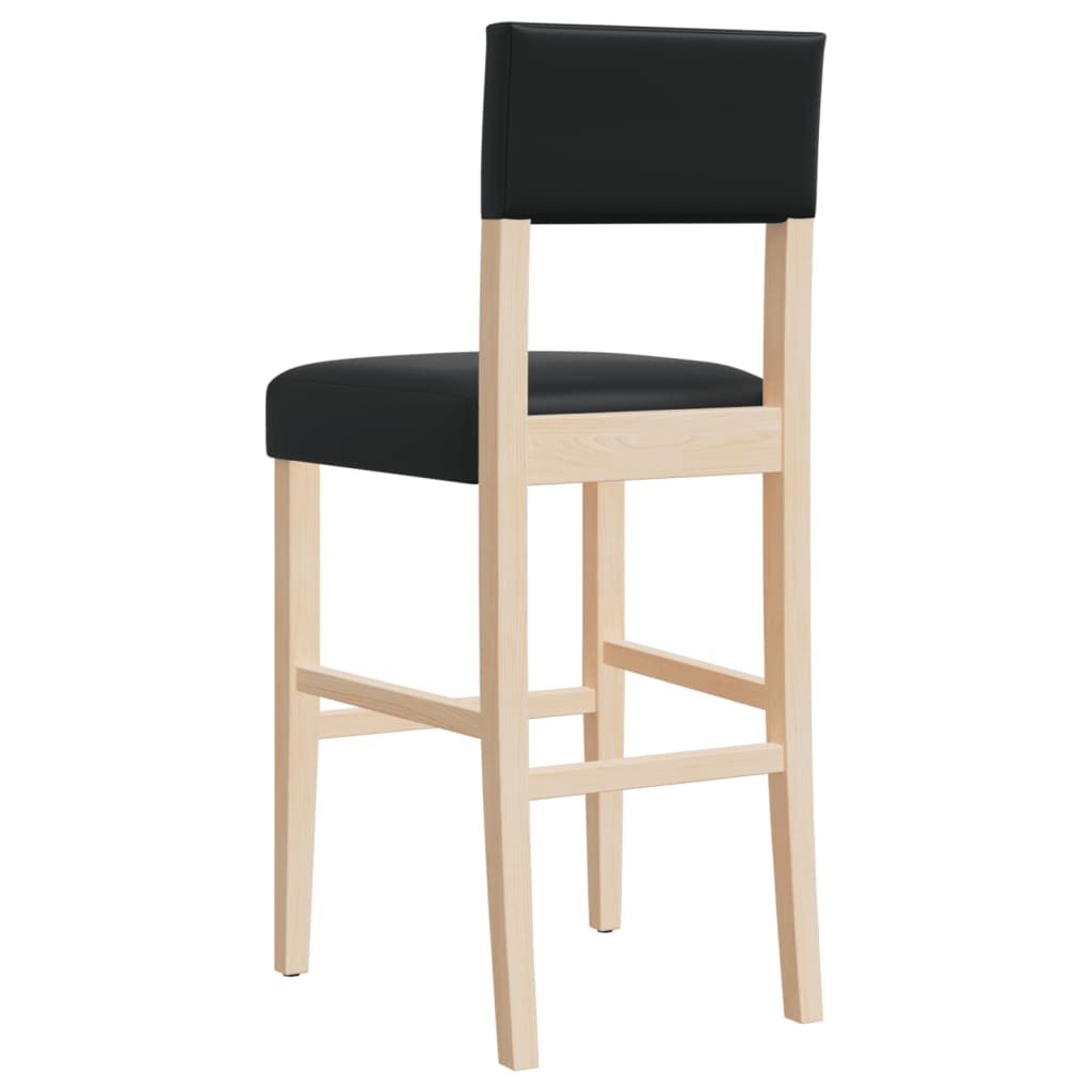 Bar Chairs 2 pcs Solid Wood Rubber and Faux Leather