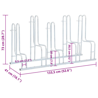Bicycle Stand for 5 Bikes Floor Freestanding Galvanised Steel