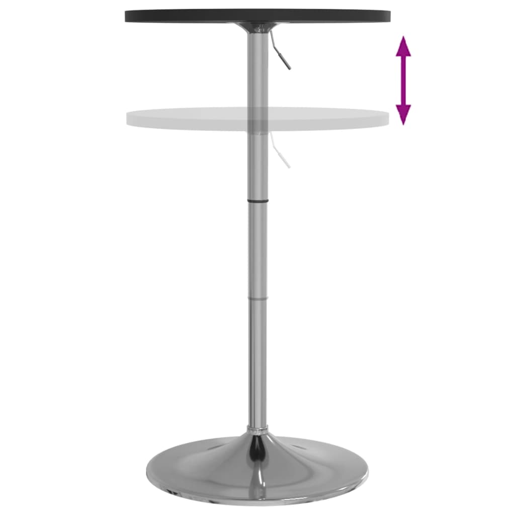 Bar Table Black 50x50x90 cm Engineered Wood and Chromed Steel