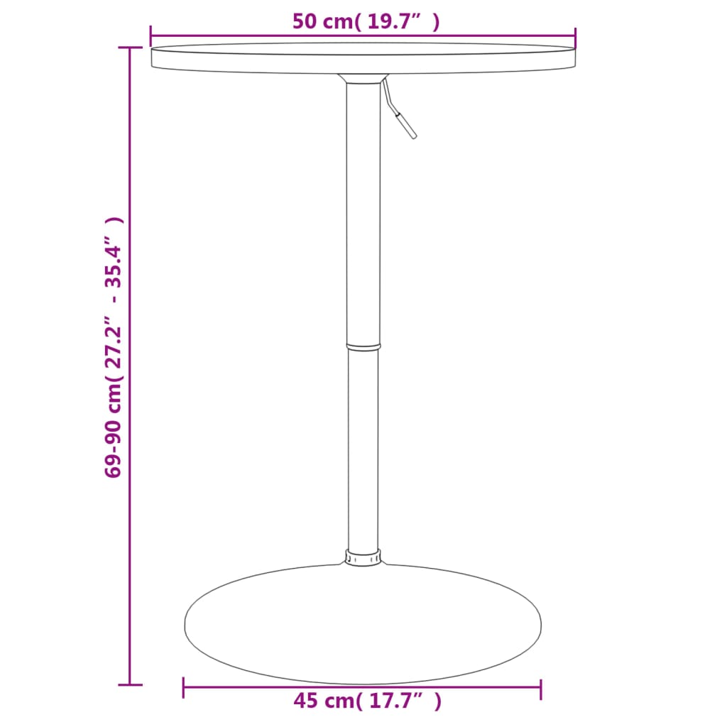 Bar Table White 50x50x90 cm Engineered Wood and Chromed Steel