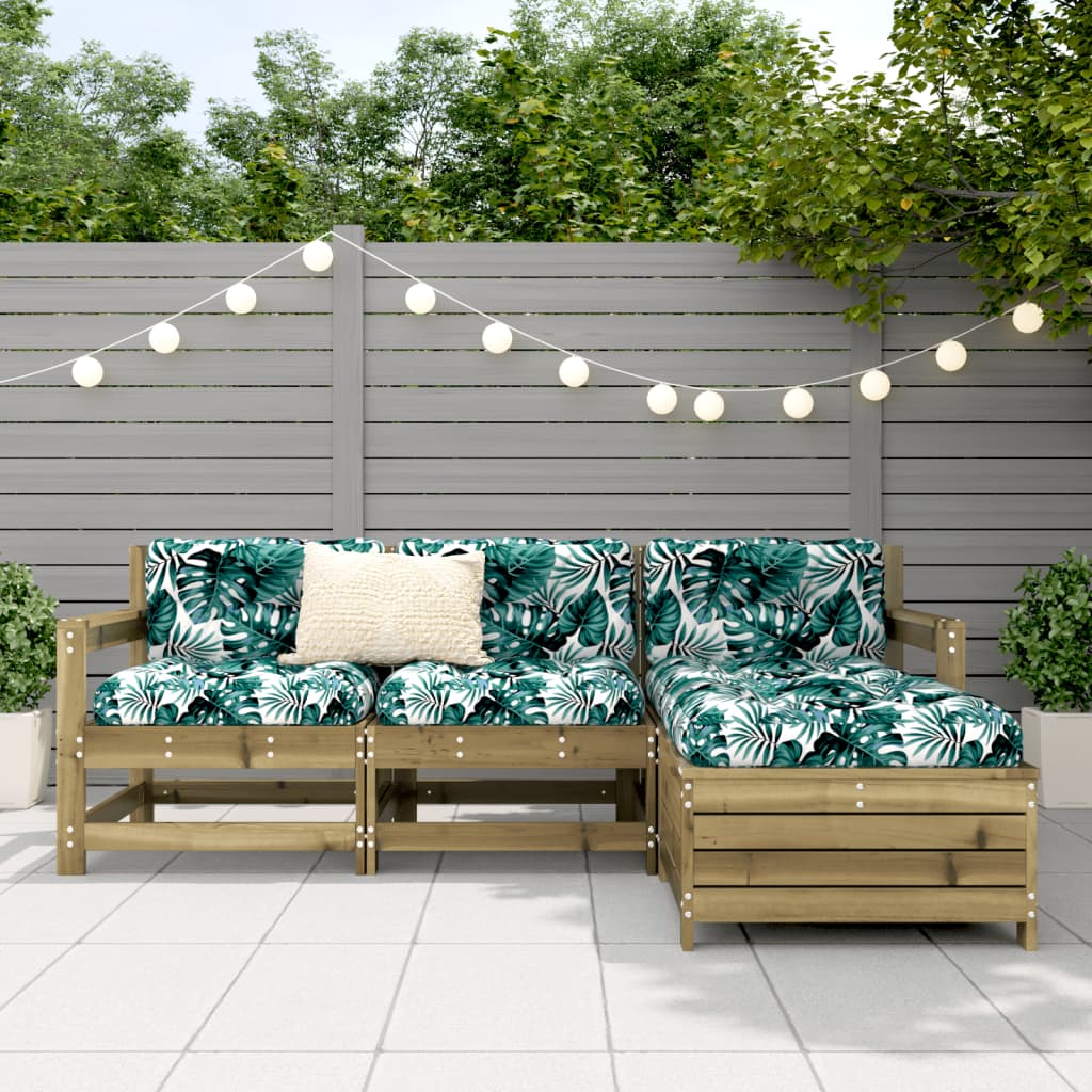 Garden Sofa Set | Brown | Vacuum pressure impregnated pinewood | 4 Piece