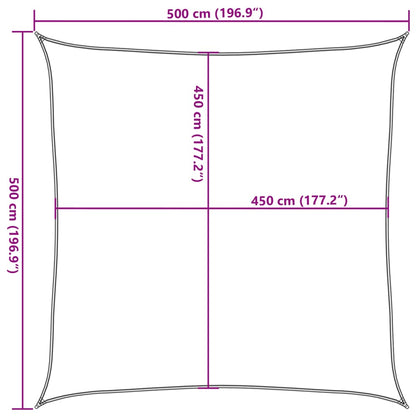 Sunshade Sail 160 g/m² Square Light Grey 5x5 m HDPE