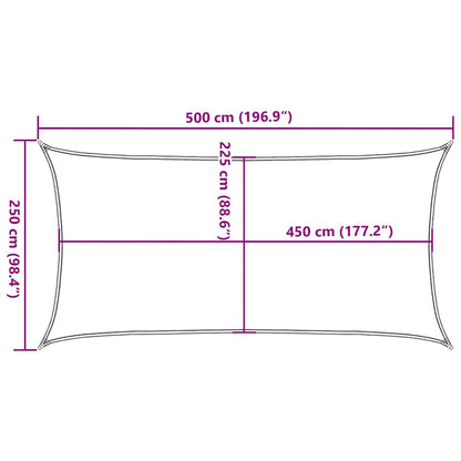 Sunshade Sail 160 g/m² Rectangular Light Grey 2.5x5 m HDPE