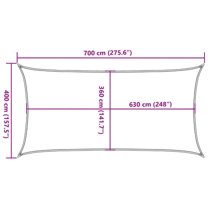 Sunshade Sail 160 g/m² Rectangular Light Grey 4x7 m HDPE