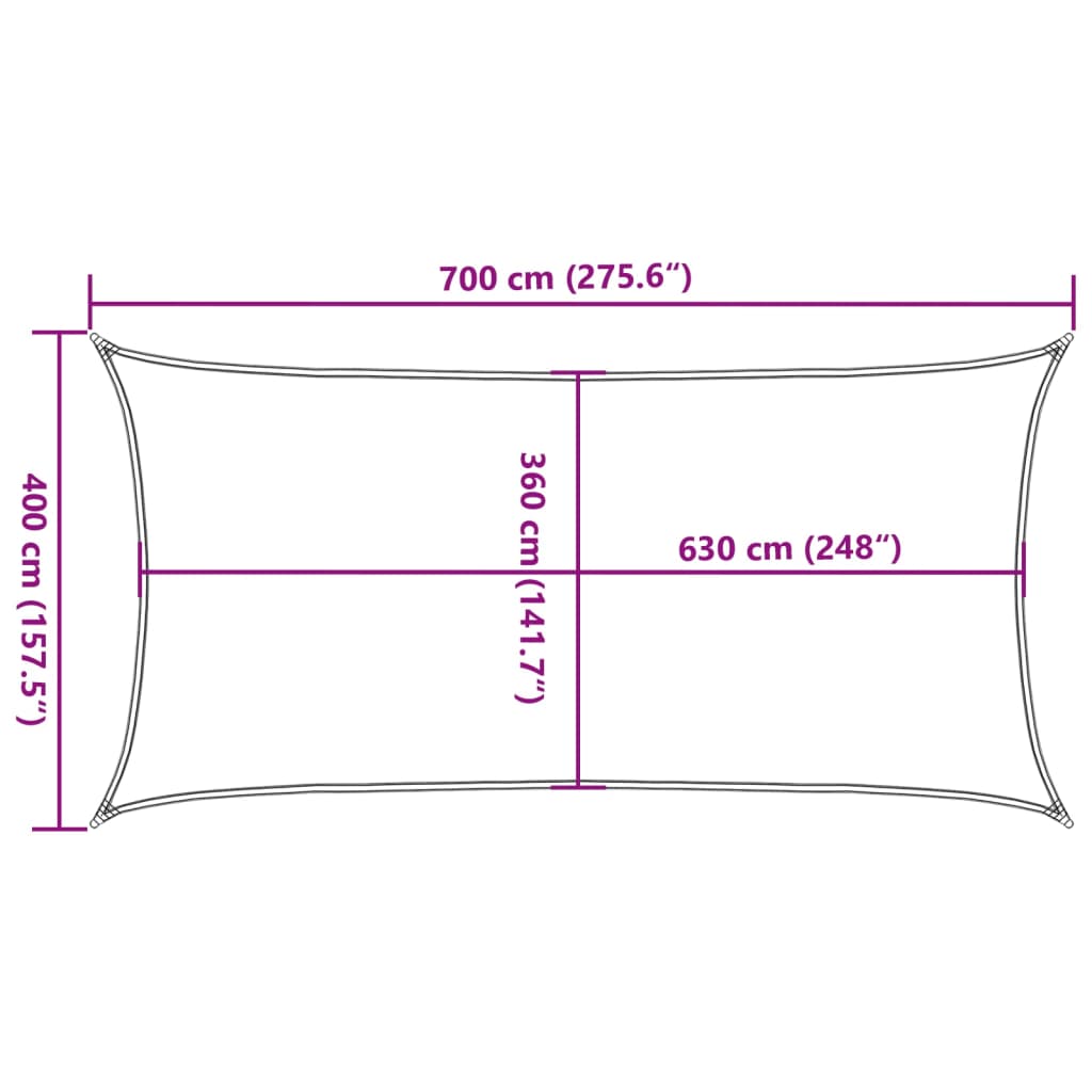 Sunshade Sail 160 g/m² Rectangular Sand 4x7 m HDPE
