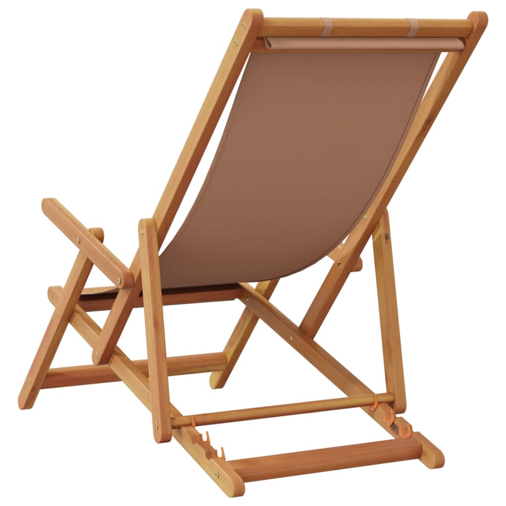 Folding Beach Chairs 2 pcs Taupe Fabric and Solid Wood