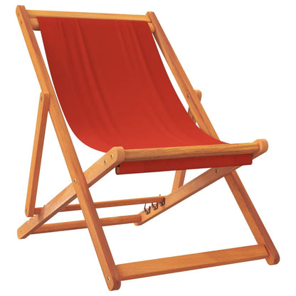 Folding Beach Chairs 2 pcs Red Fabric