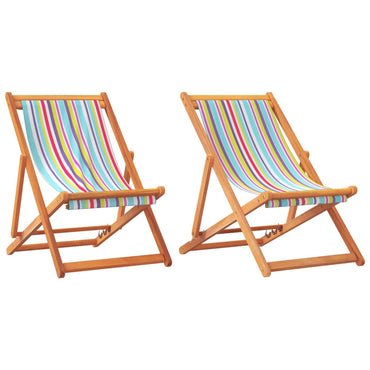 Folding Beach Chairs 2 pcs Multicolour Fabric