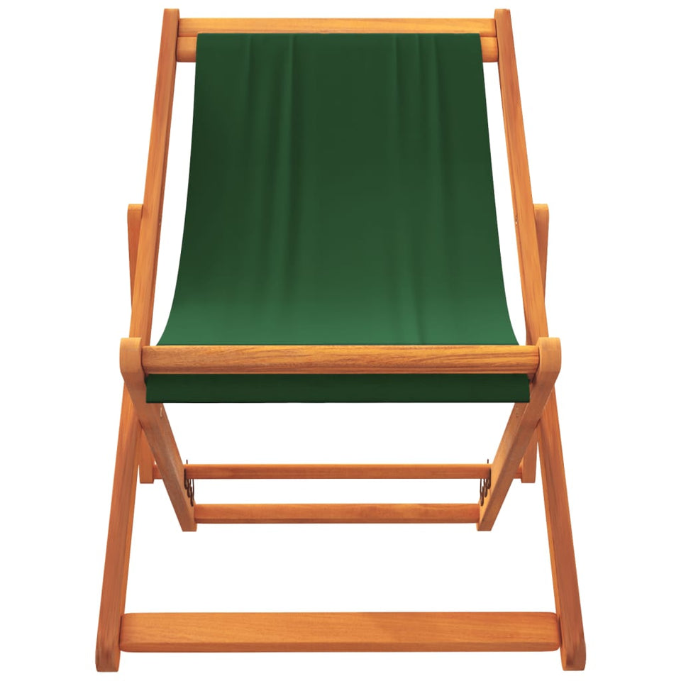 Folding Beach Chairs 2 pcs Green Fabric