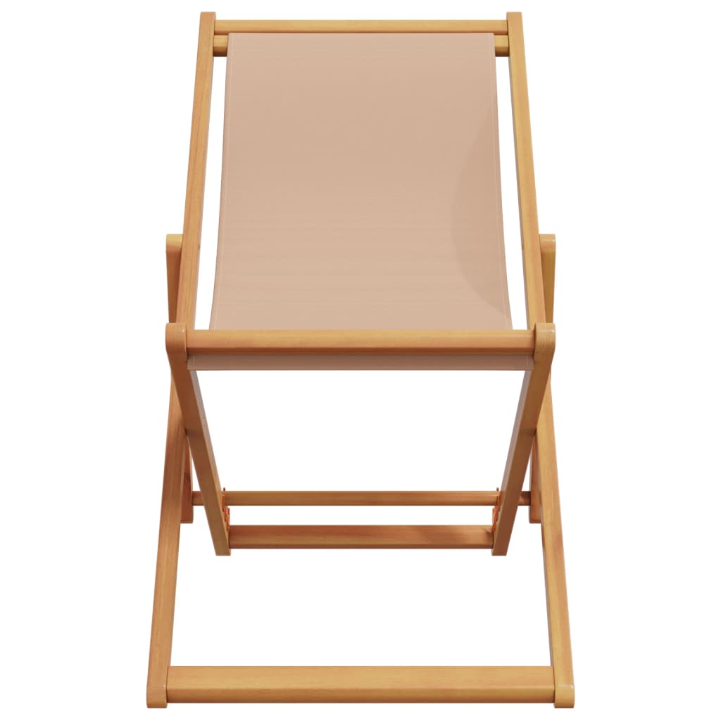 Folding Beach Chairs 2 pcs Taupe Fabric and Solid Wood