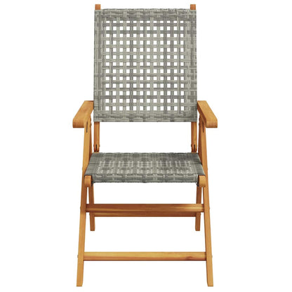 Reclining Garden Chairs 6 pcs Grey Poly Rattan and Solid Wood