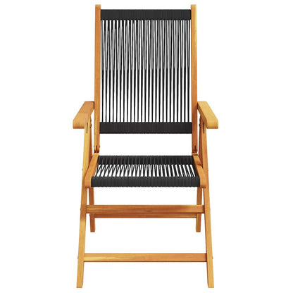 Reclining Garden Chairs 6 pcs Black Solid Wood Acacia