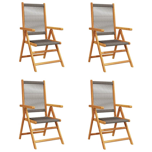Reclining Folding Chairs 4 pcs Grey Solid Wood Acacia