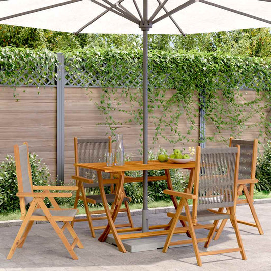Reclining Folding Chairs 4 pcs Grey Solid Wood Acacia