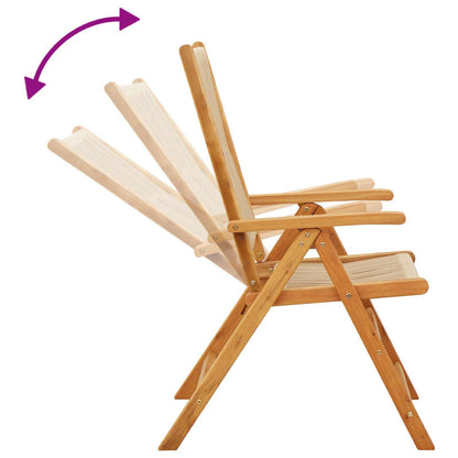 Reclining Folding Chairs 4 pcs Beige Solid Wood Acacia