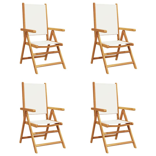 Reclining Folding Chairs 4 pcs Cream White Fabric and Solid Wood