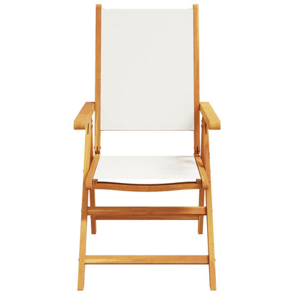 Reclining Garden Chairs 4 pcs Cream White Fabric and Solid Wood