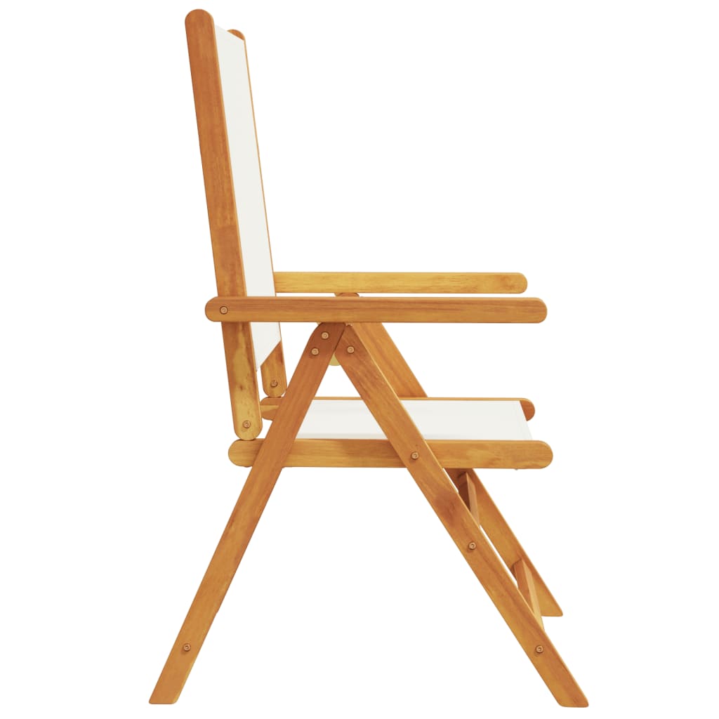 Reclining Garden Chairs 4 pcs Cream White Fabric and Solid Wood