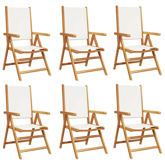 Reclining Folding Chairs 6 pcs Cream White Fabric and Solid Wood