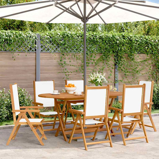 Reclining Folding Chairs 6 pcs Cream White Fabric and Solid Wood