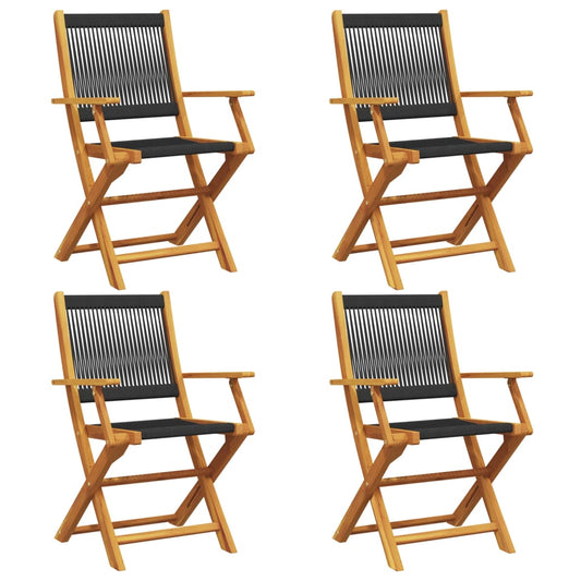 Folding Chairs 4 pcs Black Solid Wood Acacia