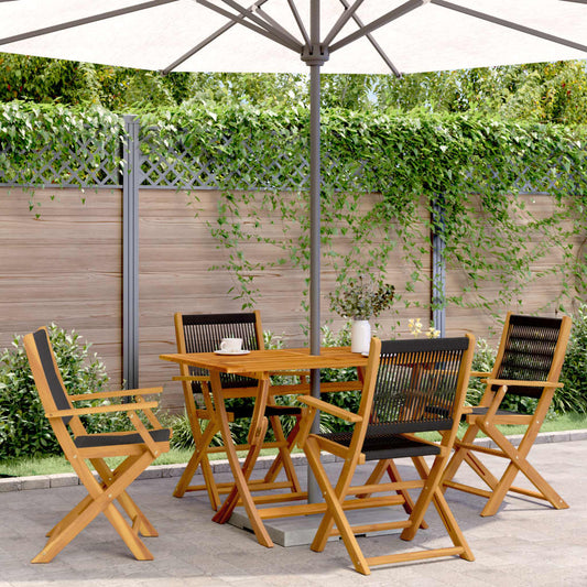 Folding Chairs 4 pcs Black Solid Wood Acacia