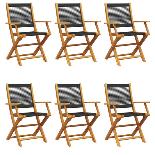 Folding Chairs 6 pcs Black Solid Wood Acacia