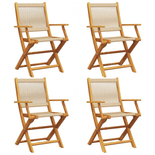 Folding Chairs 4 pcs Beige Solid Wood Acacia