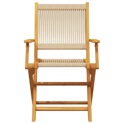 Folding Garden Chairs 6 pcs Beige Solid Wood Acacia