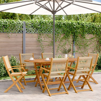 Folding Garden Chairs 6 pcs Beige Solid Wood Acacia