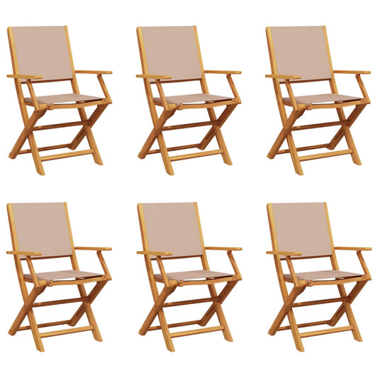 Folding Chairs 6 pcs Taupe Fabric and Solid Wood