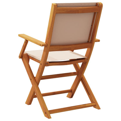 Folding Garden Chairs 8 pcs Taupe Fabric and Solid Wood