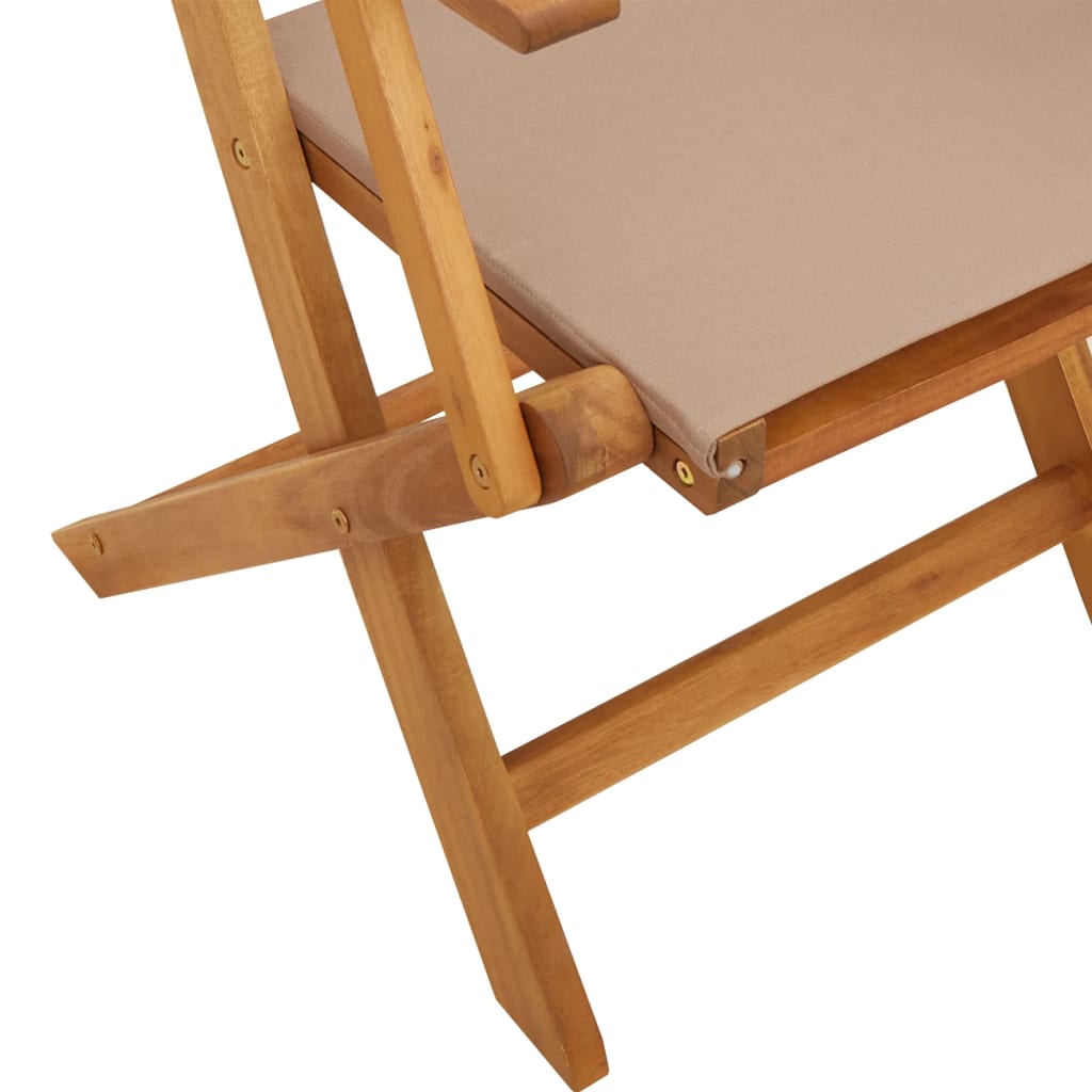 Folding Garden Chairs 8 pcs Taupe Fabric and Solid Wood