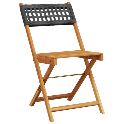 Garden Chair | Set of 4 | Black | PE rattan, Solid acacia wood | Medium