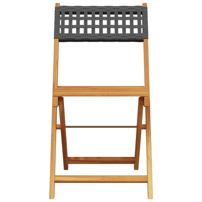 Garden Chair | Set of 8 | Black | Solid acacia wood, PE rattan | Medium
