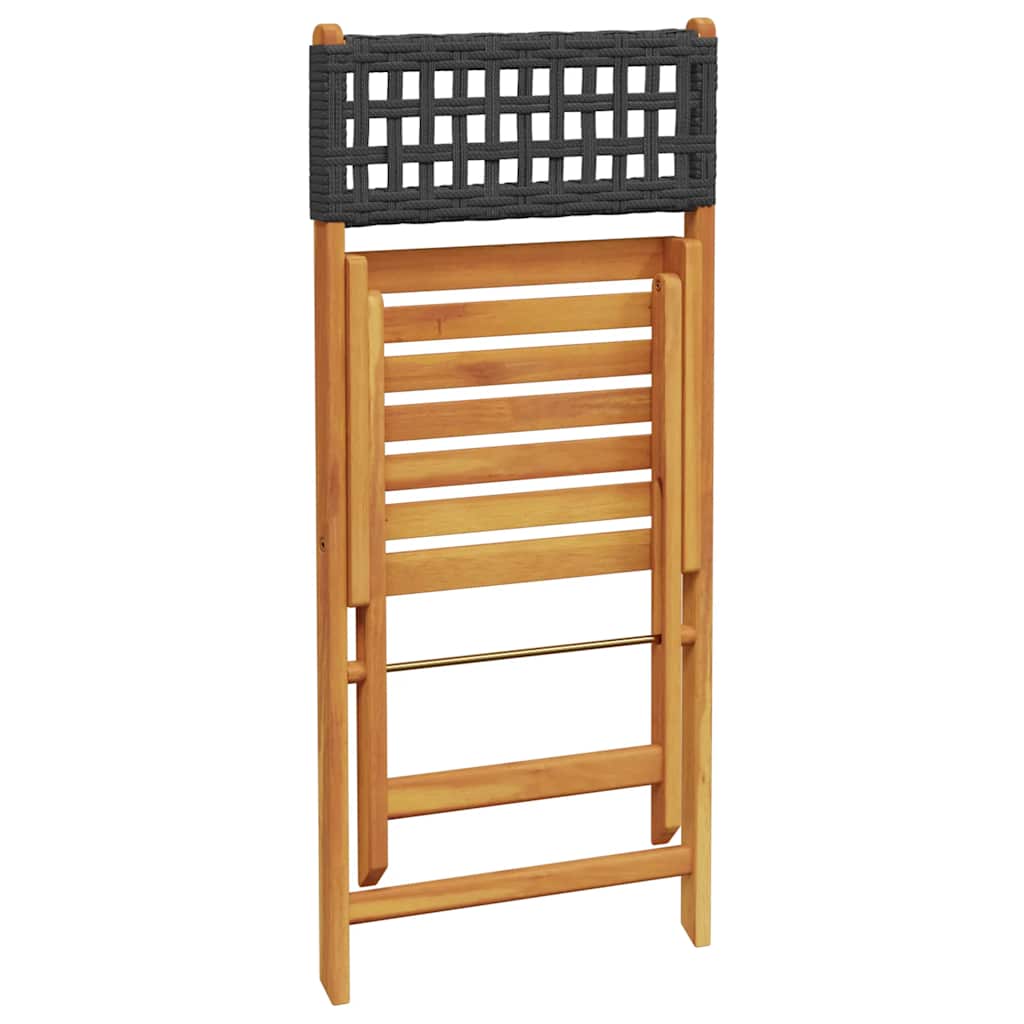 Garden Chair | Set of 8 | Black | Solid acacia wood, PE rattan | Medium