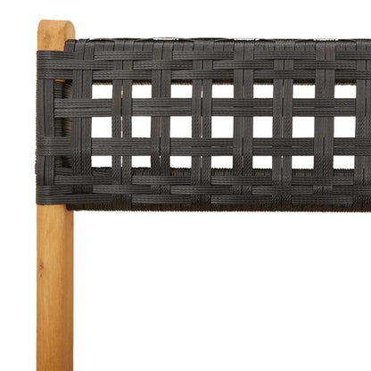 Garden Chair | Set of 8 | Black | Solid acacia wood, PE rattan | Medium