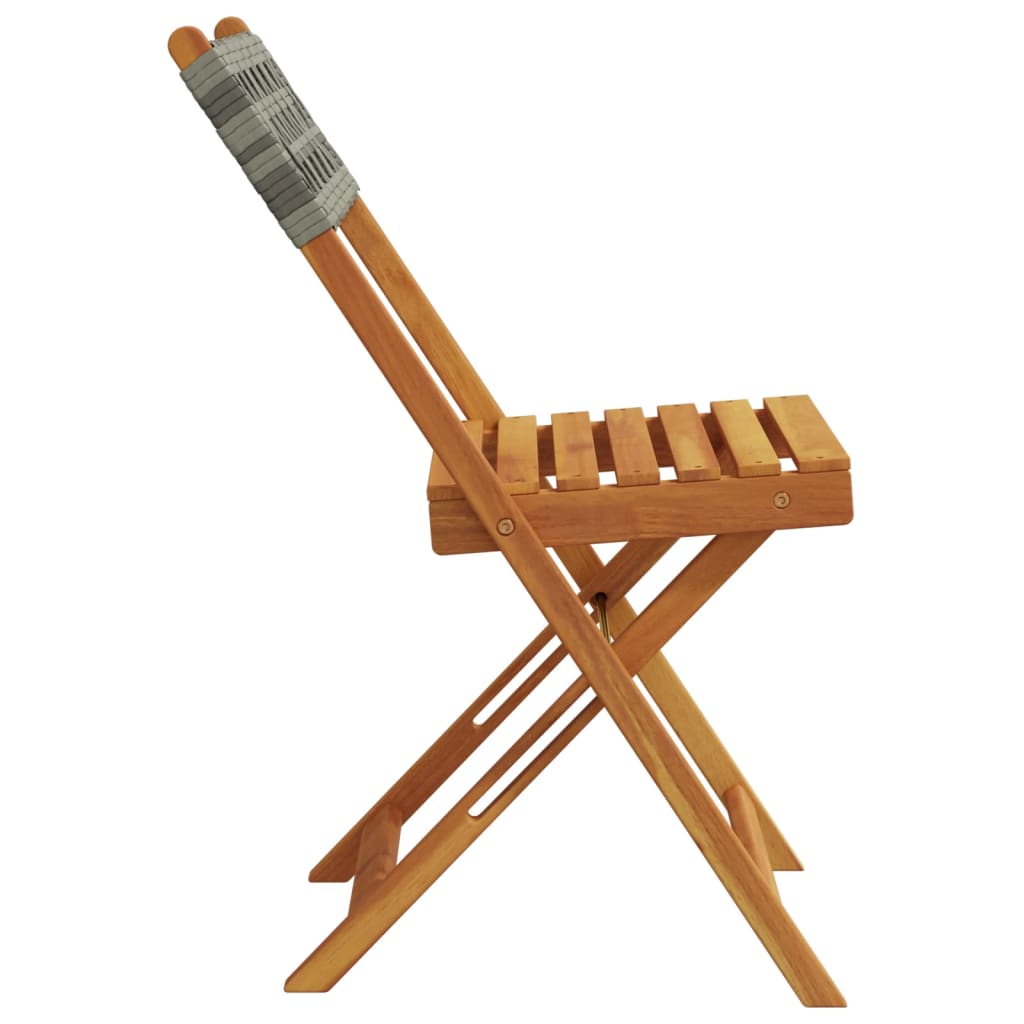 Garden Chair | Set of 4 | Grey | PE rattan and solid acacia wood