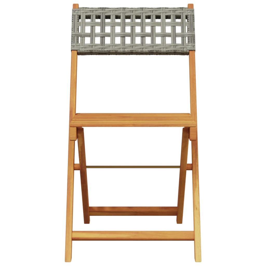 Garden Chair | Set of 6 | Grey | Solid acacia wood, PE rattan | Regular