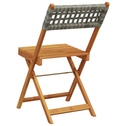 Garden Chair | Set of 6 | Grey | Solid acacia wood, PE rattan | Regular