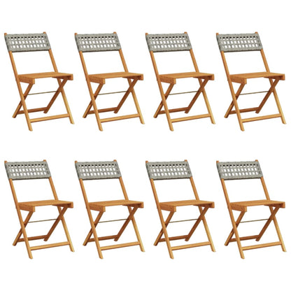 Garden Chair | Set of 8 | Grey | Solid Acacia wood | Standard