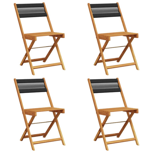 Folding Chairs 4 pcs Black Solid Wood Acacia