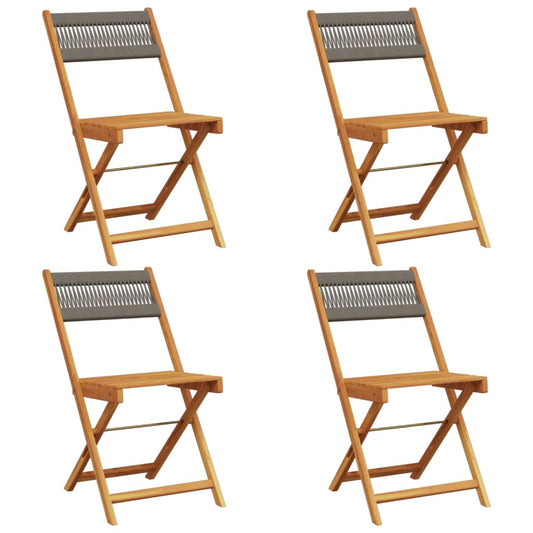 Folding Chairs 4 pcs Grey Solid Wood Acacia