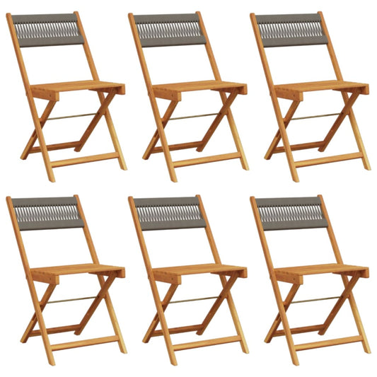 Folding Chairs 6 pcs Grey Solid Wood Acacia