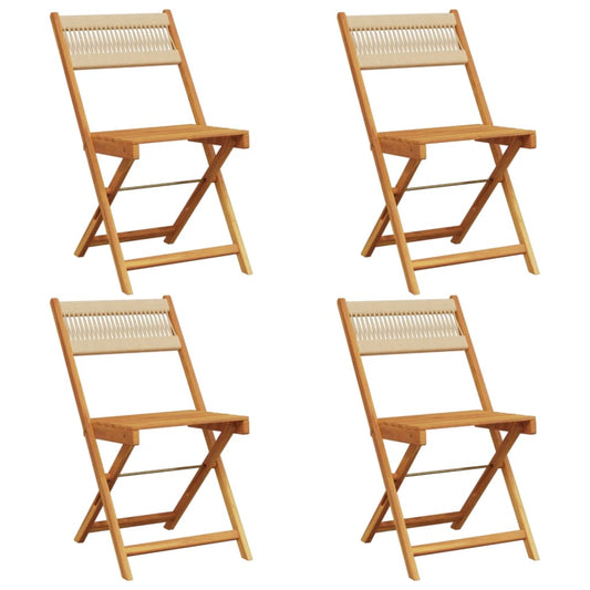 Folding Chairs 4 pcs Beige Solid Wood Acacia