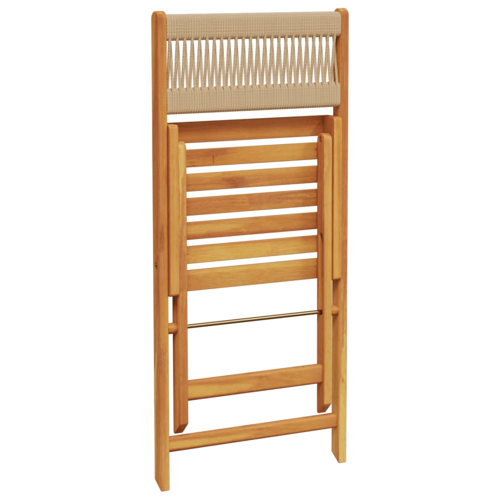 Folding Garden Chairs 8 pcs Beige Solid Wood Acacia