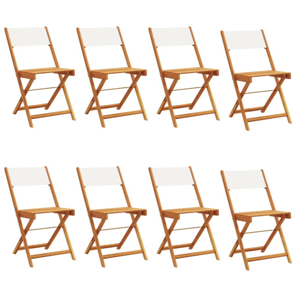 Garden Chair | Set of 8 | Cream White | Solid Acacia Wood | Standard