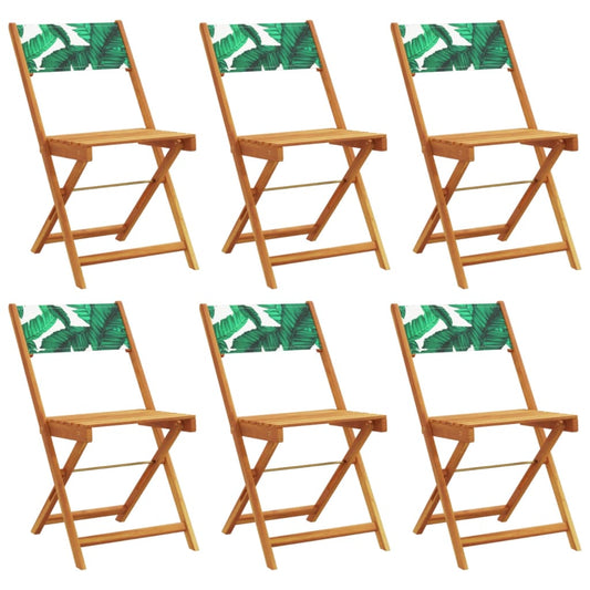 Folding Chairs 6 pcs Green Fabric and Solid Wood